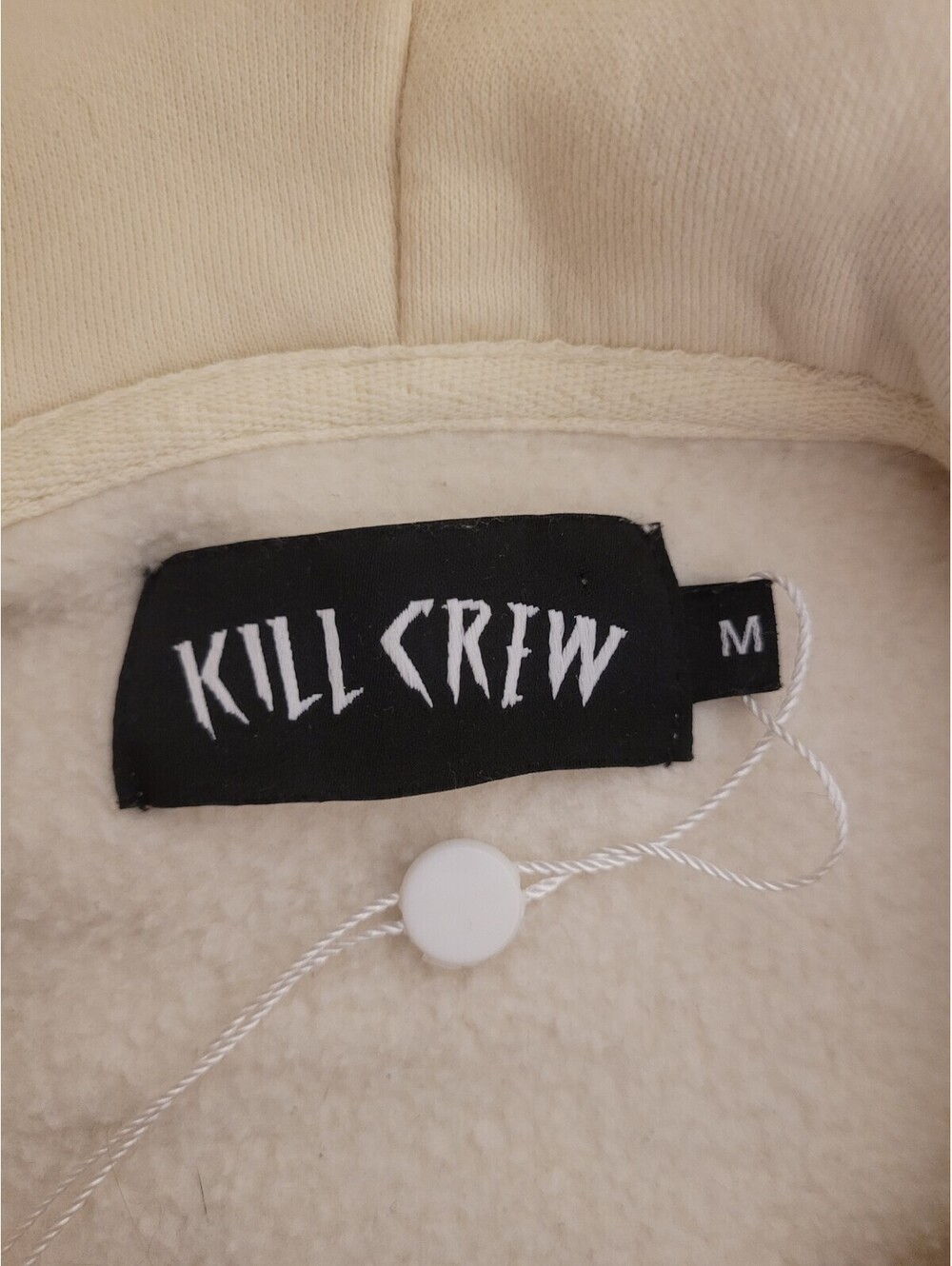 Kill Crew Wolf Graphic Oversized Fleece Hoodie Med Cream Streetwear Grunge - Picture 6 of 9